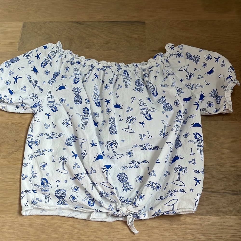 blue and white blouse- kids